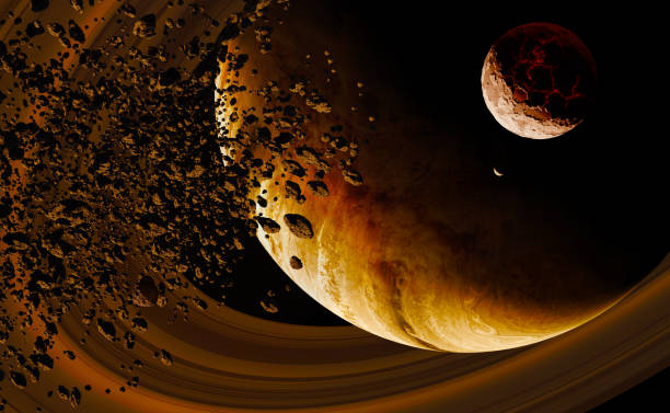Gas giant planet in deep space, 3d animation