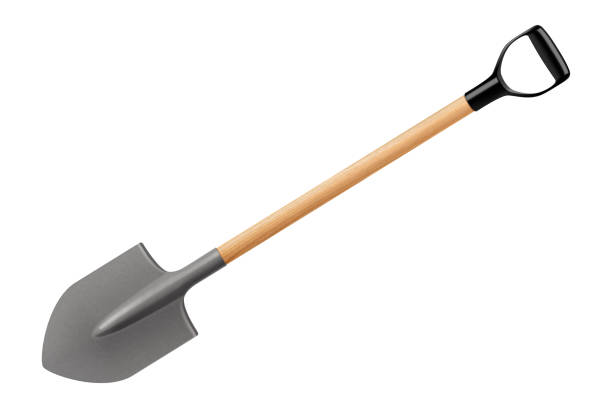 istock Garden Shovel isolated on white background. Spade as Metal Tool for Soil Cultivation or Fire shovel. Realistic 3d Vector Illustration 1967425809