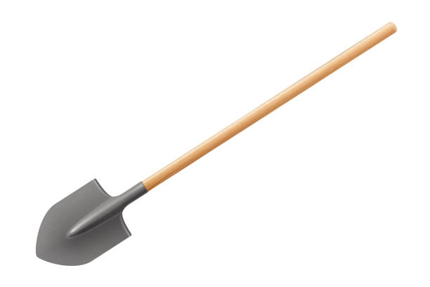 istock Garden Shovel isolated on white background. Spade as Metal Tool for Soil Cultivation or Fire shovel. Realistic 3d Vector Illustration 1967426360