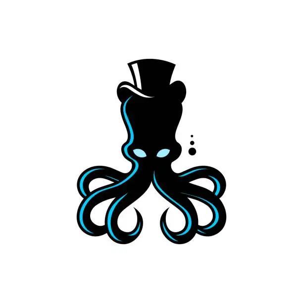 Vector illustration of Octopus cowboy