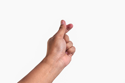 finger gesture forming love isolated on white background