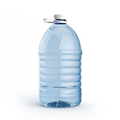 Plastic water bottle with white cap, 3d render on white background
