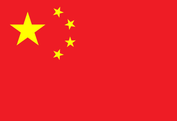 illustrazioni stock, clip art, cartoni animati e icone di tendenza di primo piano della bandiera nazionale rossa e gialla della repubblica popolare cinese. - travel locations europe china beijing