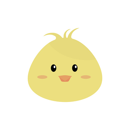 Childish vector illustration of a chicken head on isolated white background.Cute flat bird. Chicken for design, Easter, web, graphics, greeting cards.