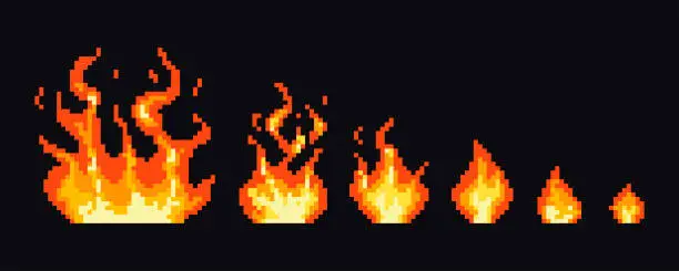 Vector illustration of pixel fire 9