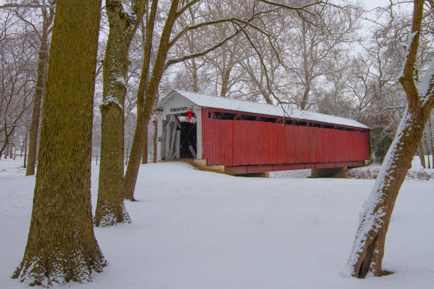 istock Covered Bridge in the Snow- Howard County, Indiana 1967536383