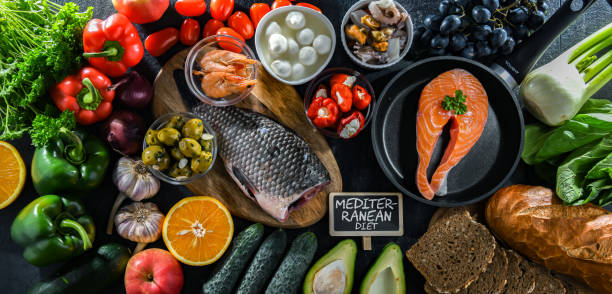 istock Food products representing the Mediterranean diet 1967612855