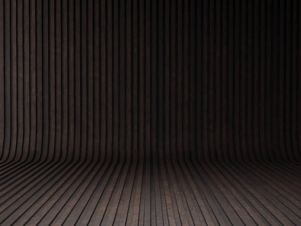 istock Acoustic dark wooden room, pattern background template. 1967613406