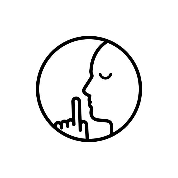 nicht stören symbol, bitte tun sie ruhig, pssst oder shhh geste lippen, stille oder geheimnis, halten sie den mund, liniensymbol auf weißem hintergrund - editierbare strich-vektor-illustration eps10 - stillen stock-grafiken, -clipart, -cartoons und -symbole