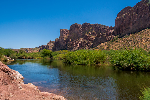 The Salt River runs from eastern Arizona and joins the Gila River west of Phoenix.  It is used to maintain many reservoirs in the mountains east of Phoenix, the largest being The Theodore Roosevelt Reservoir.  These reservoirs provide water to the Phoenix area as well as creating excellent recreational opportunities.