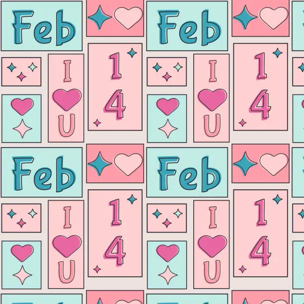 Vector illustration of Valentine's Day pattern with rectangles