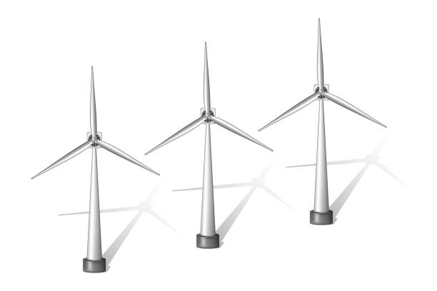 istock wind turbine vector silhouette, isolated on white background,  clean and renewable energy concept, three wind turbine idea 1967663152