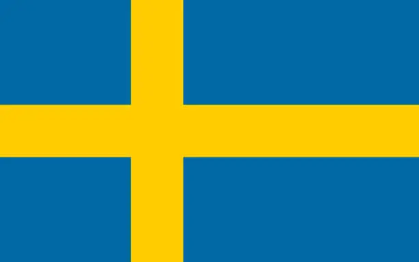 Vector illustration of Close-up of the national flag of Sweden.