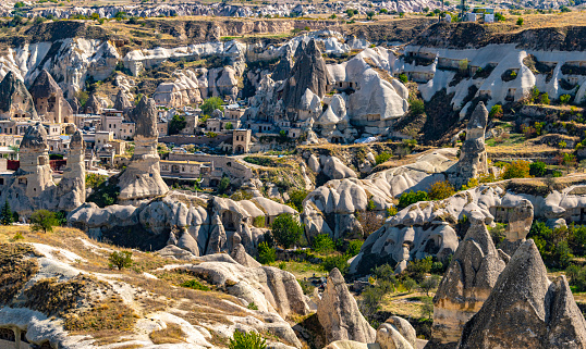 View of Goreme in Nevsehir Province in Cappadocia, Turkey.
