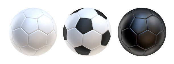 istock 3d soccer balls icons Black and white color. 1967674262
