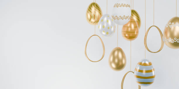 istock Happy Easter holiday banner. Greeting banner. 3d render. Space for text. 1967681070