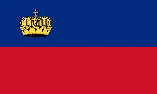 Vector illustration of Close-up of the national flag of Liechtenstein.