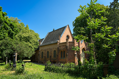 Listed Neo-Gothic cemetery chapel at the 