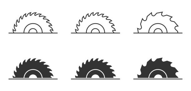 circular blades icon set. vector illustration. - electric saw illustrations stock-grafiken, -clipart, -cartoons und -symbole