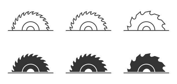 ilustrações, clipart, desenhos animados e ícones de circular blades icon set. vector illustration. - circular saw