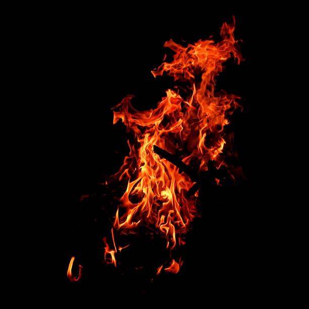 Fire of flame burning isolated on dark background for graphic design purpose