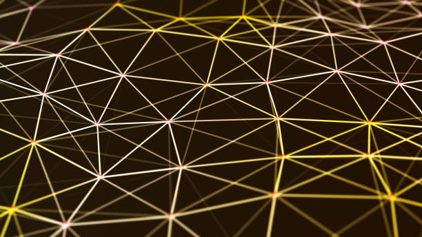 istock Network of bright connected dots and lines. Abstract dynamic wave of many points. Digital background. 3D rendering. 1967827925