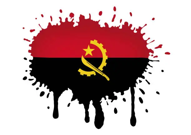 Vector illustration of Spray with drops of Angola flag, vector illustration.