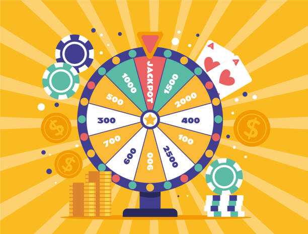 illustrazioni stock, clip art, cartoni animati e icone di tendenza di casino wheel lucky number game fortune spinning jackpot roulette concept. vector graphic design element illustration - wheel incentive award spinning