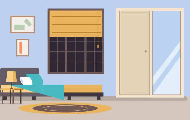 Vector illustration of Empty bedroom concept. Vector flat cartoon graphic design illustration