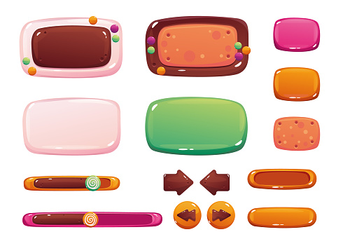 Interface Snack Candy Sweet Style Chocolate Cookie Menu Game Ui Button Interface Design ...