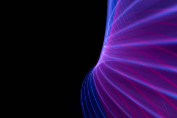 Abstract technology banner design. Digital neon lines on black background. High quality photo