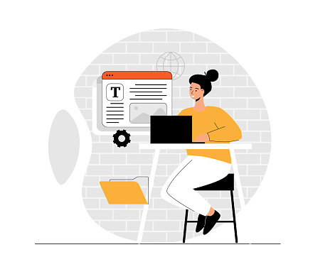 Web scraping concept. Technology for collecting data from web pages. Extracting content and data from websites in different formats.Illustration with people scene in flat design for website and mobile