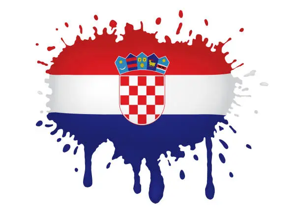 Vector illustration of Spray with drops of Croatia flag, vector illustration.