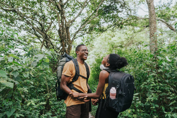 istock Couple having fun on forest park trail 1967993646