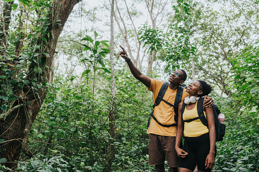 Couple enjoying the flora in the national park