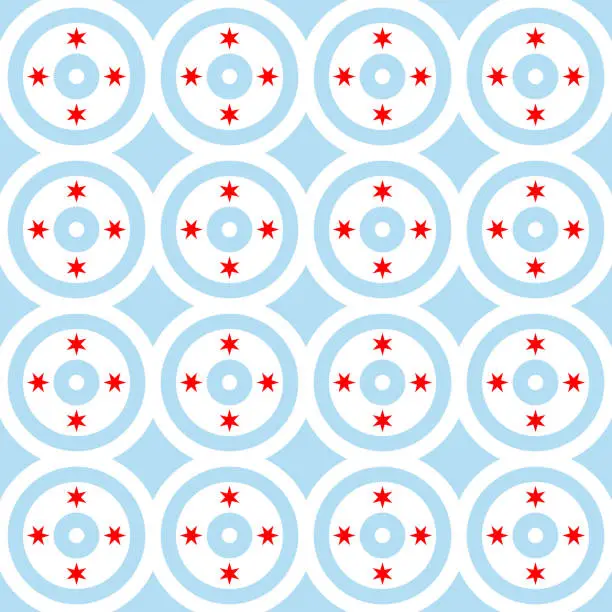 Vector illustration of chicago city flag circle pattern. star background. vector illustration