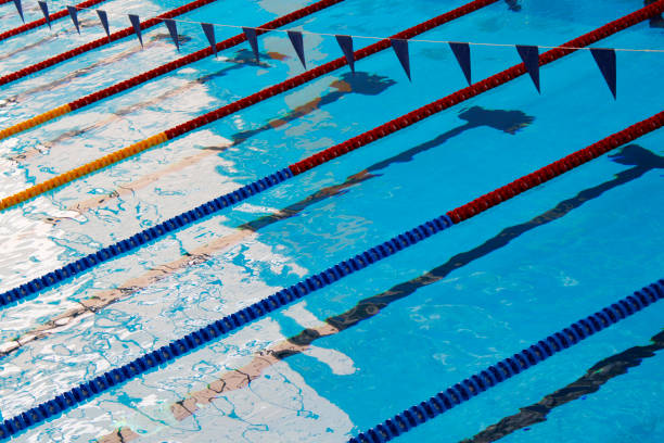 istock Flags and lanes in the pool ready for the competition 1968029442