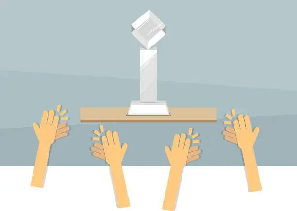 Vector illustration of Award Ceremony with Cheering Crowd and Applause