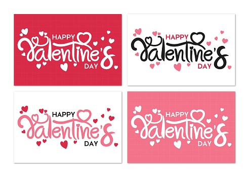 Happy Valentine's Day Pink and Black illustration with handwritten fonts