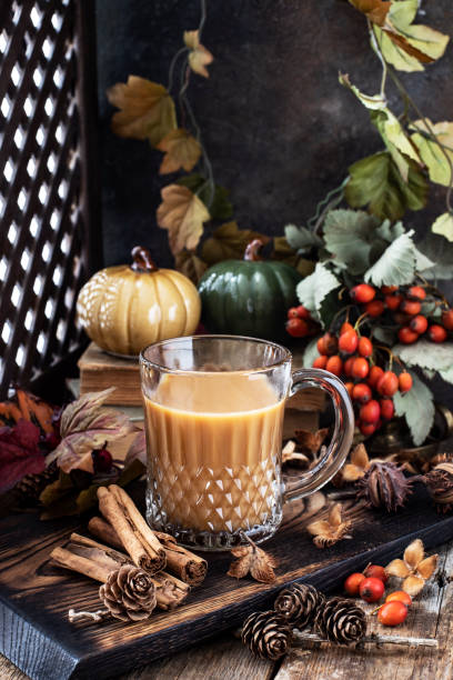 istock Still life with  hot drink cup and autumn decorations 1968129945