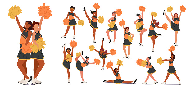 Cheerleader Girls Energize Crowds With Dynamic, Synchronized Movements, And Spirited Chants. Their Vibrant Performances Boost Team Morale, Fostering Lively And Engaging Atmosphere During Sport Events