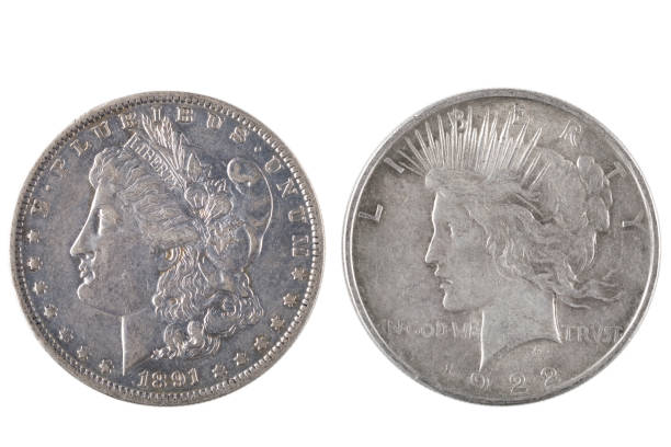 istock Morgan Silver Dollar 1891 and Liberty Silver Dollar 1922 side by side 1968196552