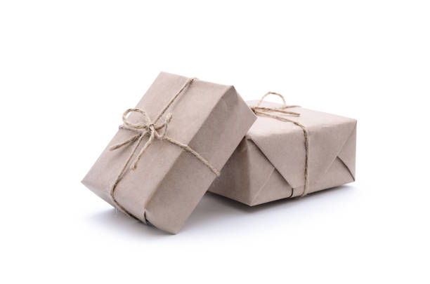 istock Boxes wrapped in wrapping paper on a white background 1968226769