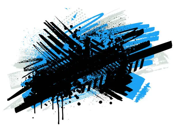 Vector illustration of Grunge blue paint textured vector paint splash