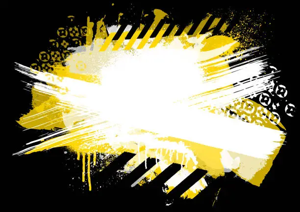 Vector illustration of Yellow, white and black grunge warning textures and patterns illustration