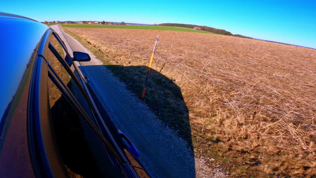 Car POV: Bavarian country road in early spring