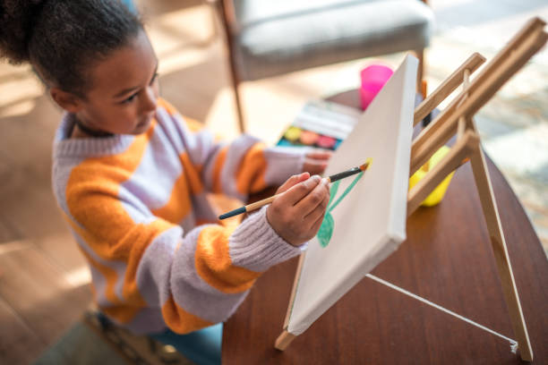 istock Young Artist Painting on Canvas at Home 1968244002