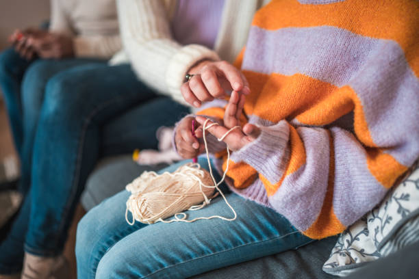 istock Close-Up of Hand Knitting with Wool Yarn 1968244568