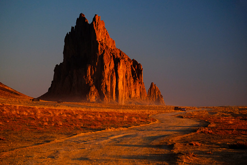 Ship Rock formation, New Mexico, sunset