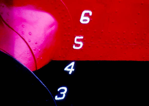 Plimsol line on the hull of a ship